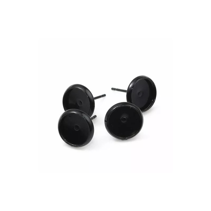30 pcs. Black Earring Posts Studs Settings Bezels Cabochons Tacks