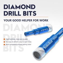 Dry Diamond Core Drill Bits 3/8" 10mm for Ceramic Porcelain Tile Granite Marble Stone Glass Hard Materials Small Diamond Hole Saw Kit with Cooling Wax,Round Shank
