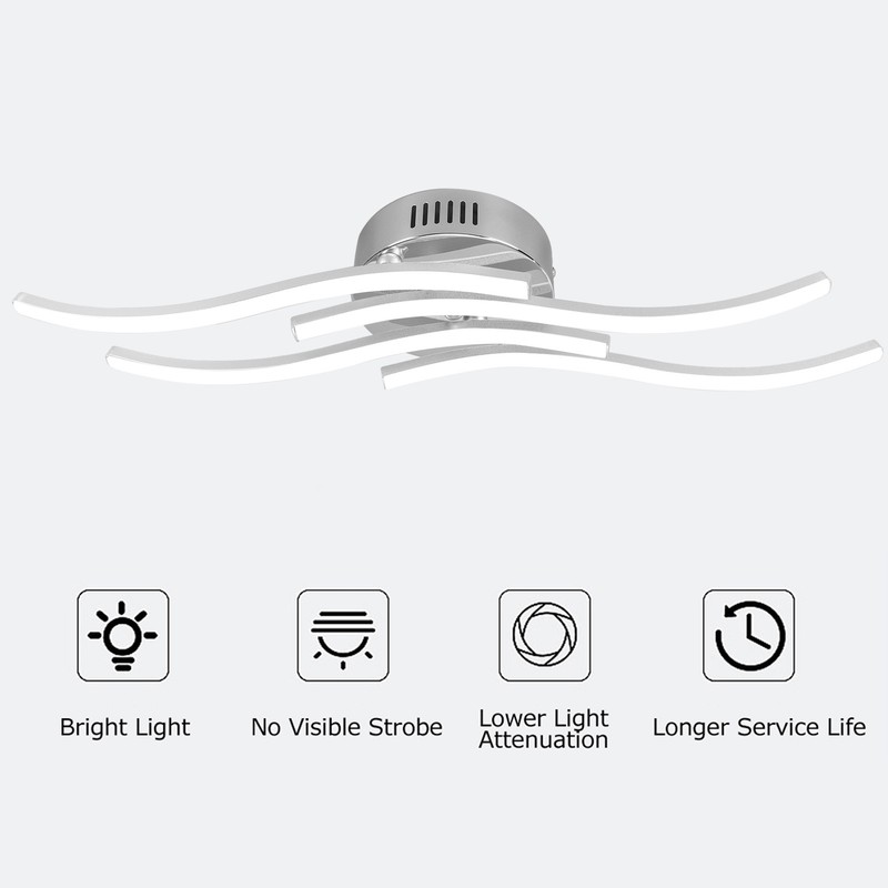 LED Wavy Ceiling Light 140LED Modern Ceiling Lamp for Bedroom