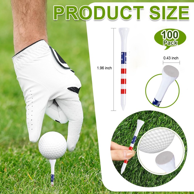 BIVASMWATH Golf Tees 3-1/4" Durable Bamboo Tees 100 Pack, Friendly