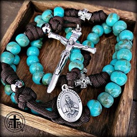 Rugged Rosaries® - Saint Kateri Turquoise Paracord Rosary