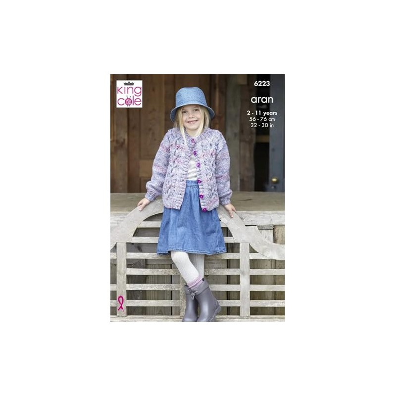 King Cole Aran Knitting Pattern - 6223 Children's Jacket &