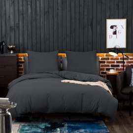 AYSW Brushed Microfibre Bed Linen, 1 Duvet Cover (135 x 200 cm) + 1 Pillowcase (80 x 80 cm) with Zip, Grey