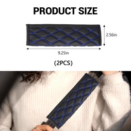 wuyaoyao 2PCS Car Seat Belt Cover Pad, Soft Leather Seatbelt Covers for Car, Comfortable Auto Seat Belt Cushion, Seat Belt Shoulder Strap Covers, Seatbelt Protector for Kids and Adults (Black+Blue)