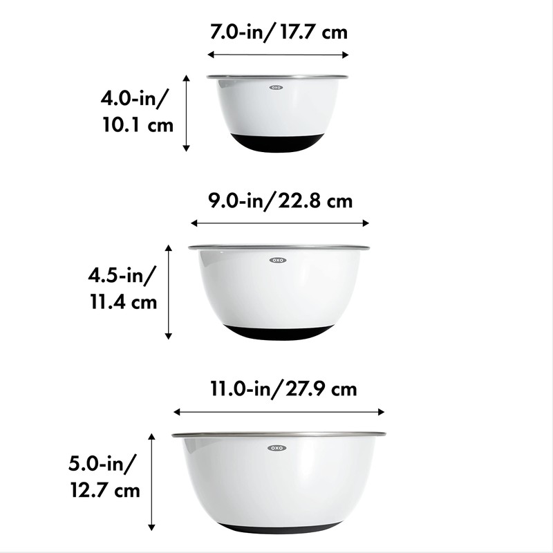 OXO Good Grips 3-Piece Stainless-Steel Mixing Bowl Set