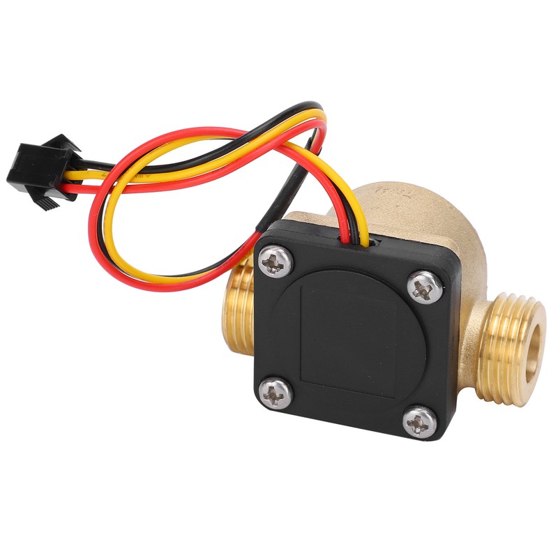 G1/2in Male Water Flow Sensor Counter Brass Hall Flowmeter DC