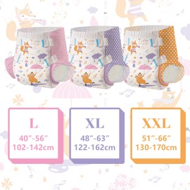 Aimisin Adult Printed Diapers,X-Large-Fox and Bear, 7 Pieces for Men and Women - Leak Protection Heavy Absorbency Protection Diapers