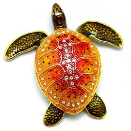 ARGENT FOREST Sea Turtle Trinket Box turtle Figurines Hinged Jewelry Boxes Jewelry Ring Box Earrings Organizer Gifts Home Decor (Golden)