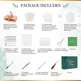 Aboofx Large Flower Press Kit, 6 Layers 11.8" x 8.3" Even Pressure for DIY Arts and Crafts, Dried Flower Plant Preservation Gift for Adult Craft Lovers, Wood