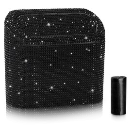 Accmor Bling Car Trash Can with Lid, Mini Vehicle Garbage Organizer Storage Bin Dustbin, Sparkling Crystal Rhinestone Holder Container with 30pcs Garbage Bags Car Accessories
