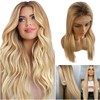 28Inch Highlights Blonde Lace Front Wig Human Hair Pre Plucked
