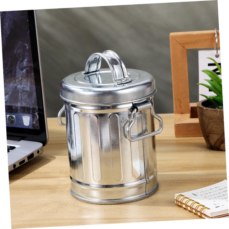 CONGARTENO Vintage Galvanized Metal Bucket Ashtray with Lid Compact Desktop