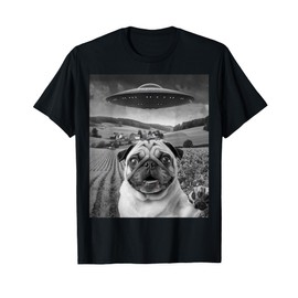Pug Selfie With Alien UFO Funny Pug Gifts For Men Women Kid T-Shirt