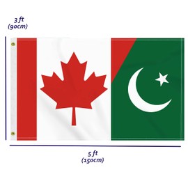 3×5 FT Canada Pakistan Flag, Large 100D Canadian Pakistani Friendship National Outdoor Banner,Doube Side Printing Decor For Patio Garden With Brass Gromment