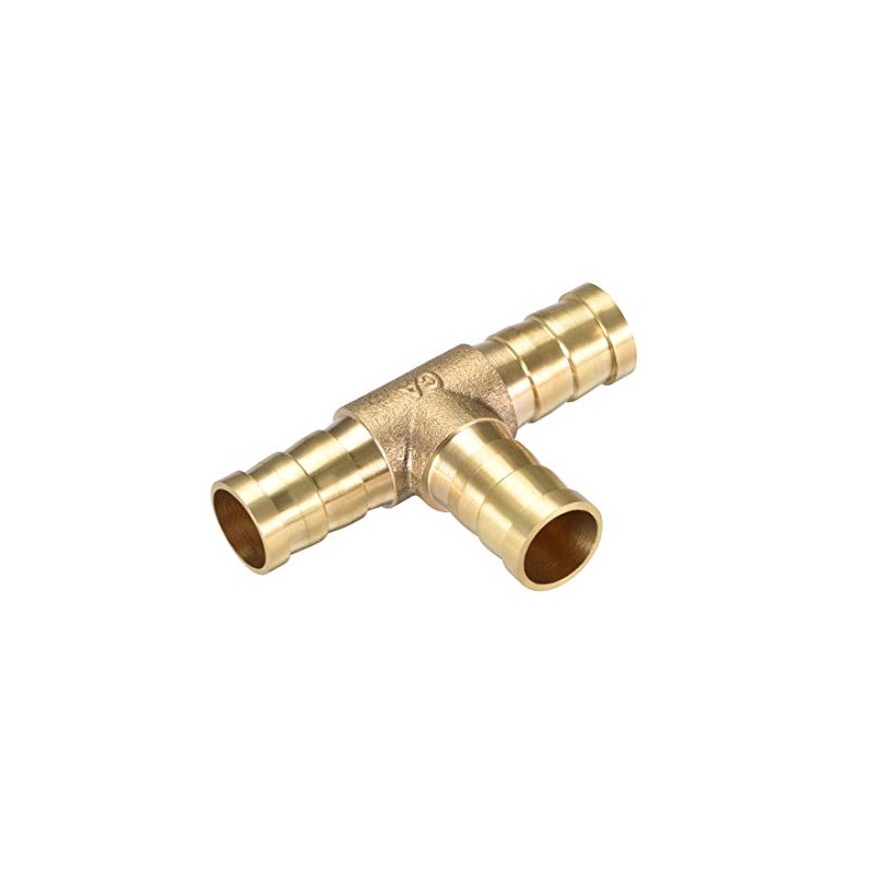 sourcing map 12mm or 1/2" ID Brass Barb Splicer Fitting,T-Shaped
