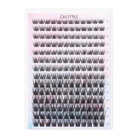 CllUTRS Individual False Eyelash Clusters, 14 Rows, Multiple Lengths 9-16mm, Black