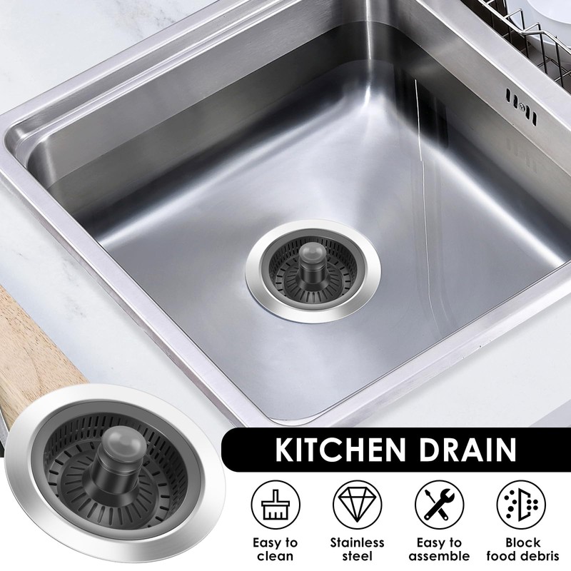 2 Pack 3 in 1 Kitchen Sink Drain Strainer,Pop Up