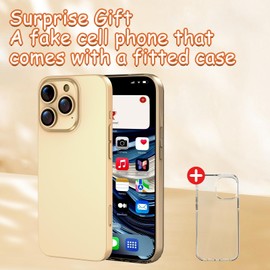 Fake Phone Dummy Prop Phone, Decoy Phone Pear Phone Non-Working Phone 14 Pro for Kid Play, Display Phone Look Like Real Phone 14 Pro (Gold)