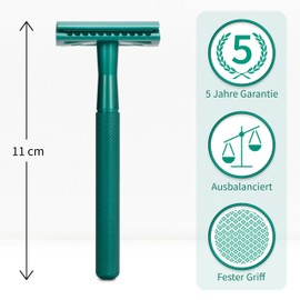 Eco Razor, Metal Razor for Men and Women, Slicer Razor Wet, One-Blade Razor, Environmentally Friendly, Metal Razor Sustainable, Safety Razor Zero Waste, Emerald Green Bambaw