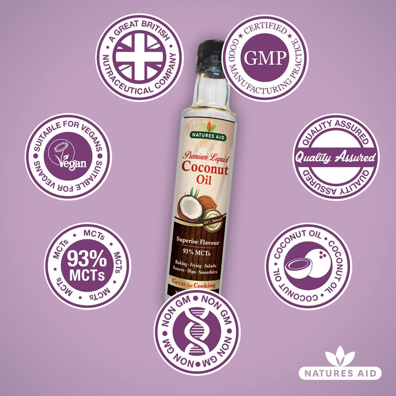 Natures Aid Premium Liquid Coconut Oil, 250ml