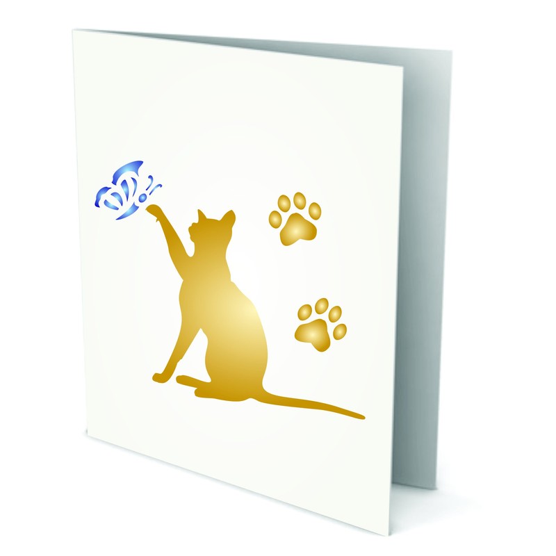 Cat Silhouette Stencil 11.5 x 11.5 cm (S) - Reusable