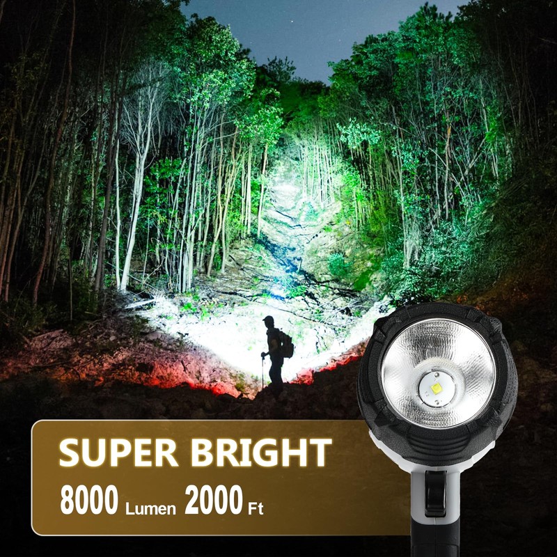 MOONASION Rechargeable Spotlight 800 Lumens, Super Bright LED Spotlight Flashlight