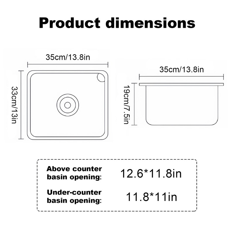 Black Kitchen Sink 13 Inch Undermount Single Bowl Workstation Sink,