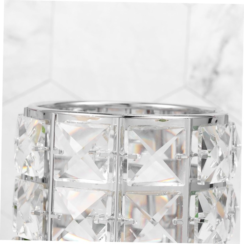 IWOWHERO Makeup Brush Holder Large Silver Hollow Lace Crystal Cosmetics