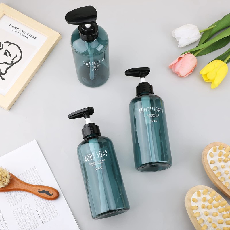 Shampoo Bottle Dispenser, Segbeauty Set of 3, Large Capacity, Refill
