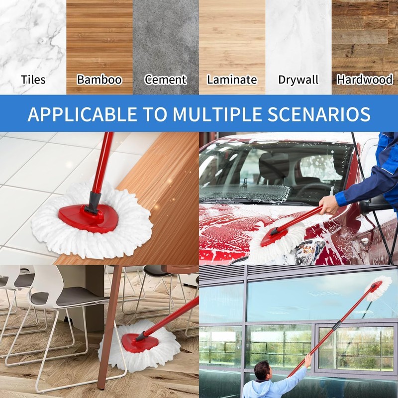 6 Pack Spin Mop Replacement Heads for Vileda, fit O-Cedar
