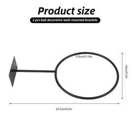 Sopoloray 2 Pack Wall Mounted Ball Storage Rack,Iron Round Sports Ball Holder,Display Stand for Basketball,Soccer,Football,Volleyball,Garage,Room Organization Decor(Black)