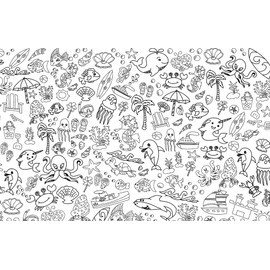 The Coloring Table - Oceantime Fun Design - Set of 2 Pillowcases - Fabric Coloring Pillowcases - Colorable Designs – Washable and Reusable – Coloring Activity for Children and Adults