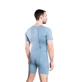 JOF Berlin Body Zipper For Adults | Blue | Extra Extra Large | Onesie Bodyshort With Zipper | Adaptive Clothing For Peope With Special Needs | Short Sleeve Short Leg Zipback Jumpsuit