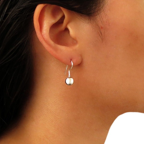 Polished 925 Silver Ball Bead Drop Earrings in a Gift Box