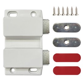 Dual Touch Magnetic Push latches Push to Open Door Latch Magnetic Touch latches Kitchen Door Push Release Latch for Closing and Popping Cupboard and Wardrobe Doors(White 2 Pack)