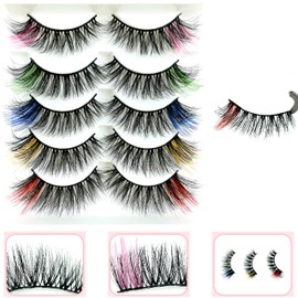 Natural Strip Faux Mink Coloured Lashes Fluffy Curly Mink Lashes Real 3D Natural Wispy Selfies Lashes 5Pairs Pack