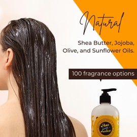 Peace Love + Lotion Spiced Vanilla Scented Natural Hair Shampoo and Conditioner Set, 16 Oz Shampoo - 16 Oz Conditioner