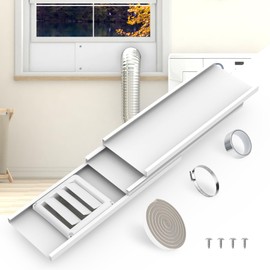 BJADE'S Dryer Vent Window Kit for 4" Dryer Vent Hose with Outdoor Dryer Vent Cover,Window Seal Plates Kit for Sliding and Hung Windows.Adjustable Length Panels Up to 47 Inches