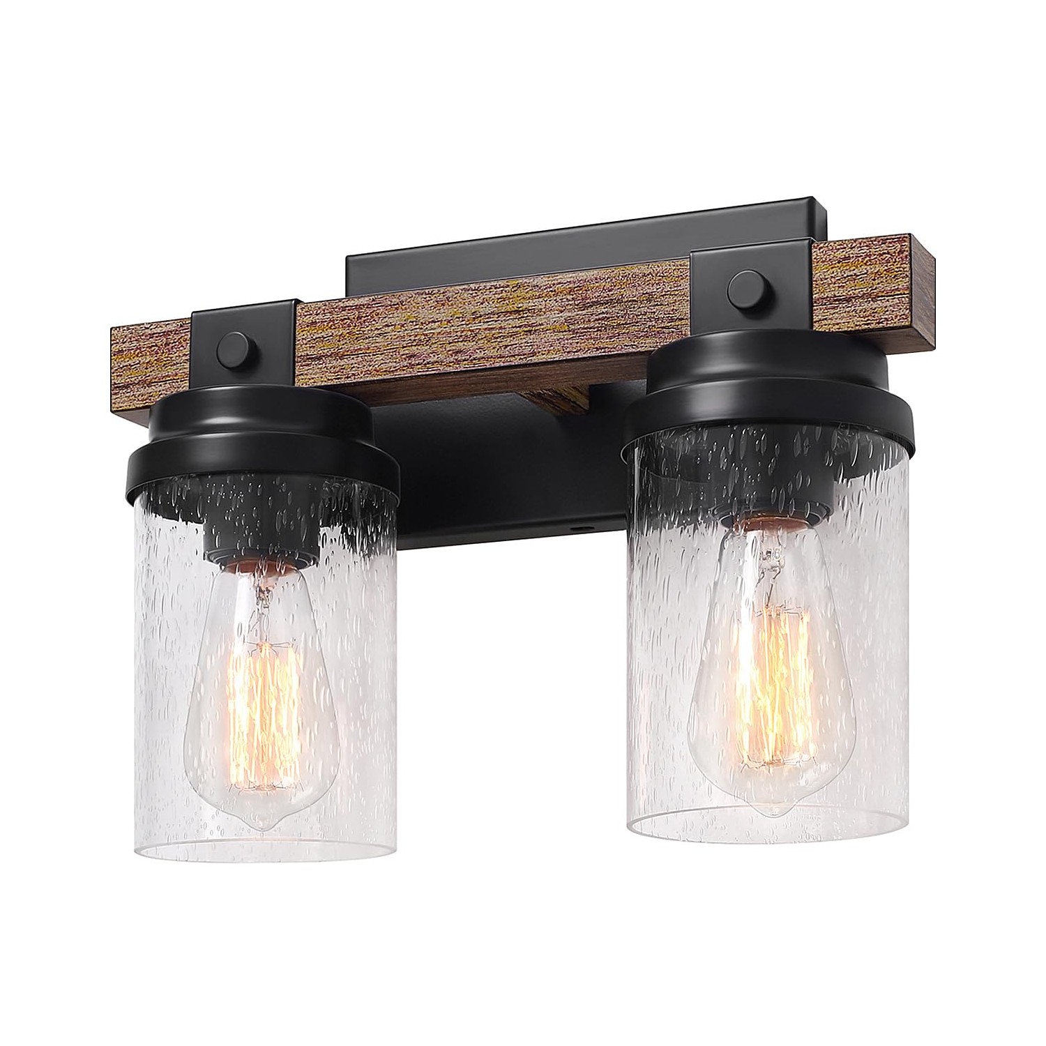 2-Light Farmhouse Vanity Lights for Bathroom, Rustic Bathroom Light ...