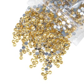 qiipii 2800PCS 4mm Champagne Golden Crystal Resin Rhinestones for Crafting SS16 Flatback Gold Non-Hotfix Stones Diamonds Crystals Gems Bulk for Face Eyes Makeup Tumblers Bottles Crafts Clothes Shoes