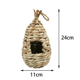 Pack of 2 Grass Bird Nest, Wear-Resistant Hanging Bird Nest, Hand-Woven Bird House, Round Hummingbird House for Indoor and Outdoor Use, for Garden Decoration, Nesting Boxes for Small Birds, 24 x 11 cm