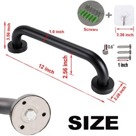 12 Inch Stainless Steel Shower Grab Bar,ZUEXT Oil Rubbed Black Shower Handle,Bathroom Balance Bar,Safety Hand Rail Support Bar for Handicap Elderly Injury,Senior Assist Bar,Wall Concealed Mount Handle