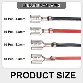 sourcing map 40Pcs Female Spade Crimp Terminal with Insulating Sleeve 4.8mm and 6.30mm, Female Spade Quick Connector Assortment Kit with 20cm Wires, Flame Retardant Cover