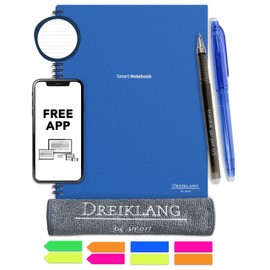 Dreiklang - be smart® Wiederverwendbares Digitales elektronisches Notizbuch A 4 als Notebook mit Planer -iOS/Android App Cloud - Wiederbeschreibbar mit 2 Stiften, Mikrofaser-Tuch und Haftnotizen