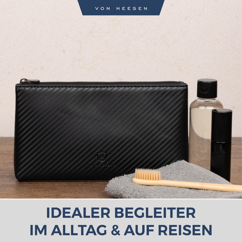 VON HEESEN Cosmetic Bag Toiletry Bag, Black carbon, medium /