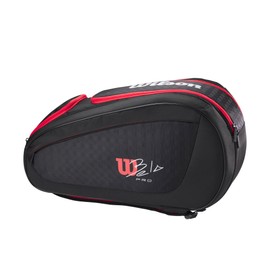 WILSON Bela Super Tour Padel Bag - Black/Red, Holds up to 4 Paddles