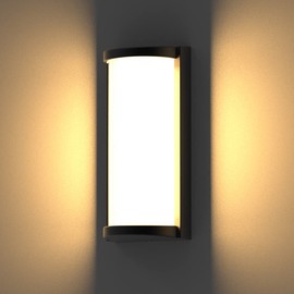 Sytmhoe Modern 3000K LED 18W Aluminum Semicircle Outdoor Wall Sconce Exterior Light Outside Light Fixture, Black with Warm White, IP65 Waterproof Wall Lights for House Patio Porch Garage(3000k)