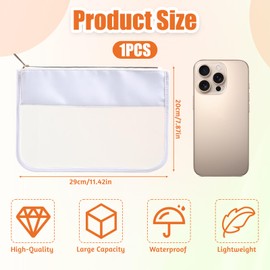 Clear Makeup Bag, DIY Chenille Letter Bag with Zipper, White Cosmetic Bags for Travel, PVC Waterproof Toiletry Pouch for Cosmetic and Travel Toiletry, Transparent Organizer Pouch for Girls and Women