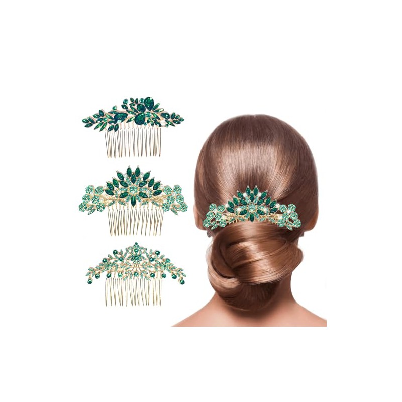 Set de 3 peinetas para cabello de mujer con cristales