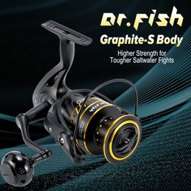 Dr.Fish Saltwater Spinning Reel Surf Fishing Reel, Graphite Body, 9+1 Ball Bearings, CNC Aluminum Spool and Handle, 25LB Carbon Fiber Drag, Poseidon Saltwater Surf Fishing Offshore Reel PL5000